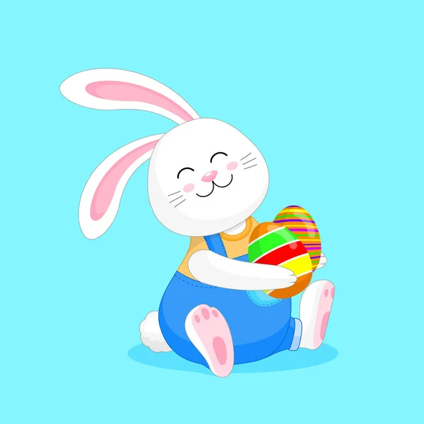 Bunny Boy Cartoon Character Easter Eggs Cute Cartoon Easter Vector — Stock Vector