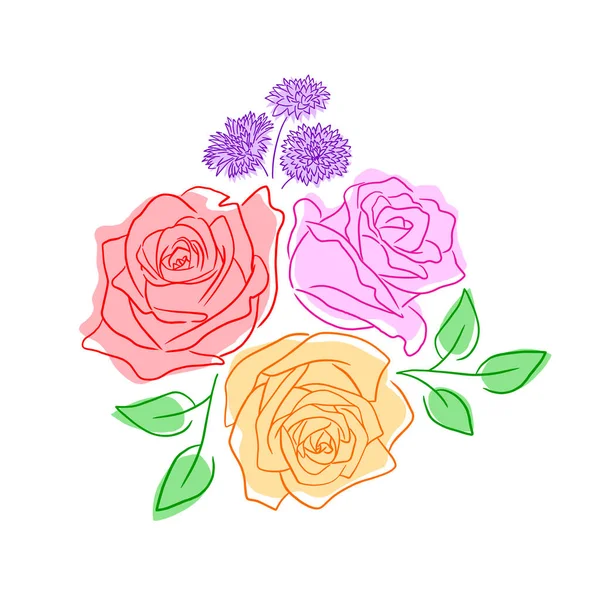 Прекрасний Букет Троянд Векторна Ілюстрація Вітальної Листівки Запрошення Весілля Іншого — стоковий вектор