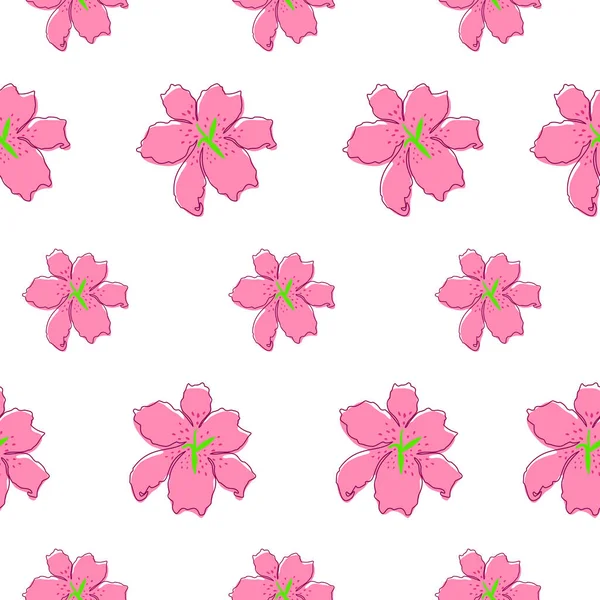 Pink Lilly Seamless Pattern Flower Background Vector Illustration — ストックベクタ