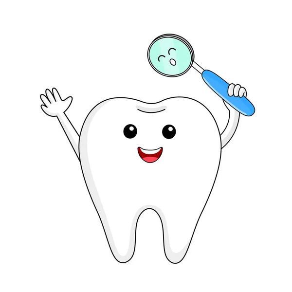 Cute Cartoon Tooth Character Dental Care Concept Vector Illustration — Stock Vector