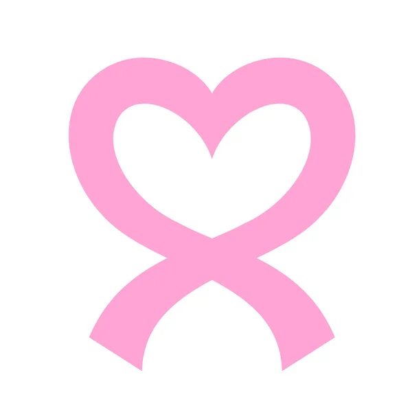 Pink Ribbon Heart Shape Style Breast Cancer Awareness Month Fight — Image vectorielle