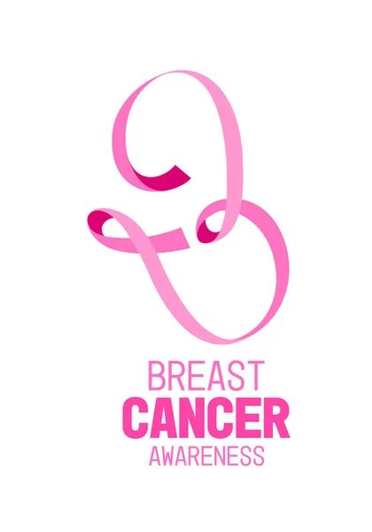 Símbolo Fita Rosa Campanha Mensal Conscientização Sobre Câncer Mama Ilustração —  Vetores de Stock