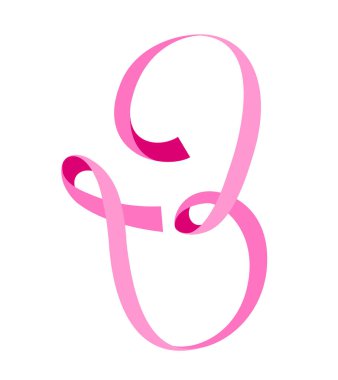 Pink ribbon in a butterfly shape. Breast cancer awareness concept. Icon design, vector illustration.