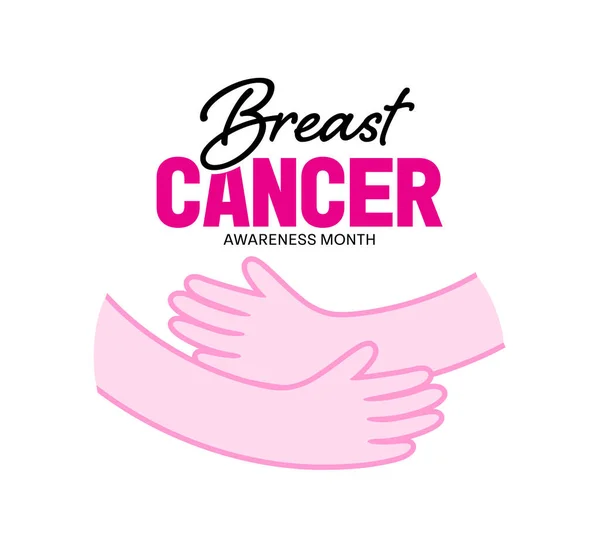 Breast Cancer Awareness Month Hands Icon Design Poster Banner Shirt — Wektor stockowy
