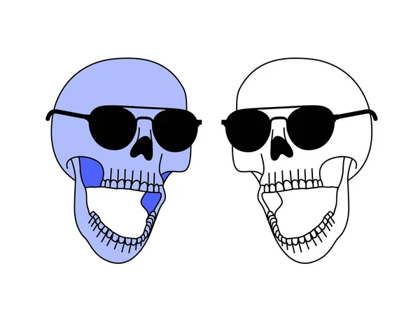 Skull Sun Glasses Design Halloween Poster Shirt Card Banner Sign — Archivo Imágenes Vectoriales