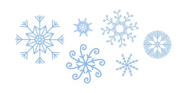 Set Invierno Copo Nieve Ilustración Vectorial Silueta Feliz Navidad Concepto — Vector de stock