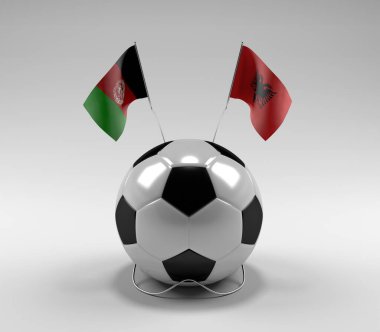 Afganistan - Arnavutluk Futbol Bayrakları, Beyaz Arkaplan - 3D Hazırlama
