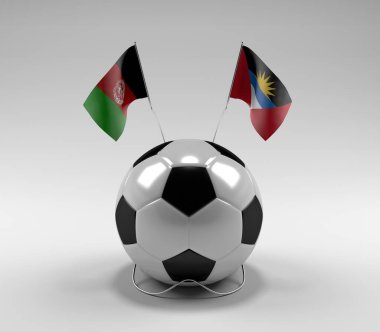 Afganistan - Antigua ve Barbuda Futbol Bayrakları, Beyaz Arkaplan - 3D Render