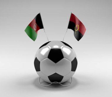 Afganistan - Angola Futbol Bayrakları, Beyaz Arkaplan - 3D Render