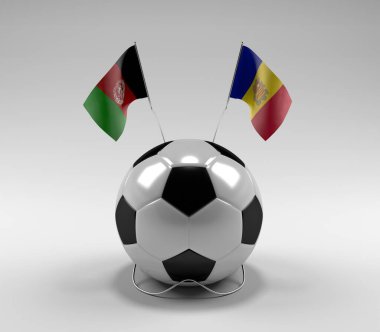 Afganistan - Andorra Futbol Bayrakları, Beyaz Arkaplan - 3D Render