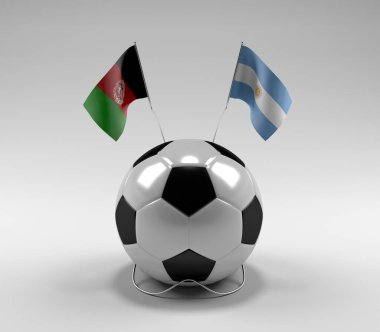Afganistan - Arjantin Futbol Bayrakları, Beyaz Arkaplan - 3D Render