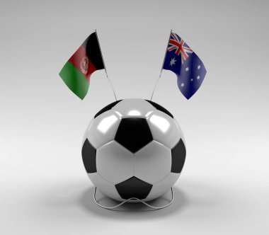Afganistan - Avustralya Futbol Bayrakları, Beyaz Arkaplan - 3D Render