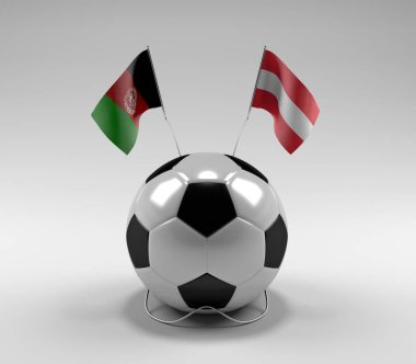 Afganistan - Avusturya Futbol Bayrakları, Beyaz Arkaplan - 3D Render