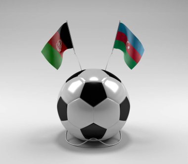 Afganistan - Azerbaycan Futbol Bayrakları, Beyaz Arkaplan - 3D Render