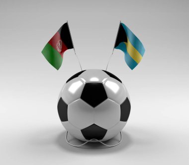 Afganistan - Bahamalar Futbol Bayrakları, Beyaz Arkaplan - 3D Render