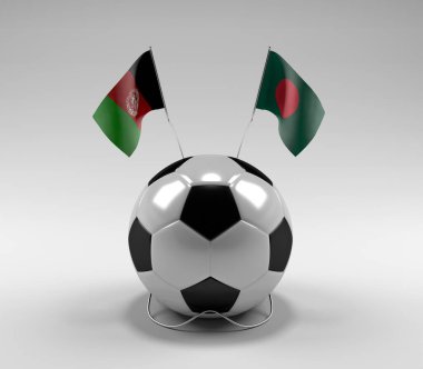 Afganistan - Bangladeş Futbol Bayrakları, Beyaz Arkaplan - 3D Render