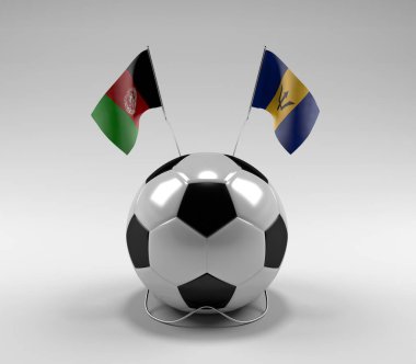 Afganistan - Barbados Futbol Bayrakları, Beyaz Arkaplan - 3D Render