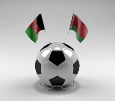 Afganistan - Beyaz Futbol Bayrakları, Beyaz Arkaplan - 3D Render