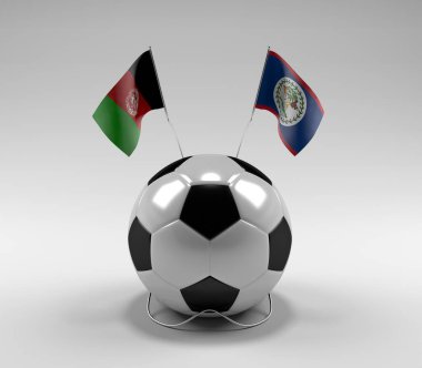Afganistan - Belize Futbol Bayrakları, Beyaz Arkaplan - 3D Render