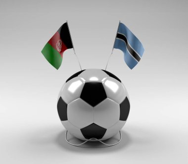 Afganistan - Botswana Futbol Bayrakları, Beyaz Arkaplan - 3D Render