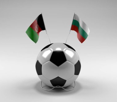 Afganistan - Bulgaristan Futbol Bayrakları, Beyaz Arkaplan - 3D Hazırlama