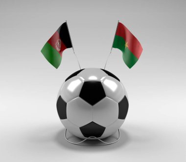 Afganistan - Burkina-Faso Futbol Bayrakları, Beyaz Arkaplan - 3D Render