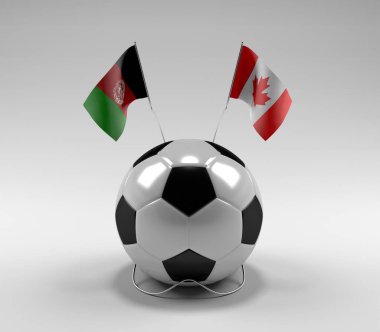 Afganistan - Kanada Futbol Bayrakları, Beyaz Arkaplan - 3D Render