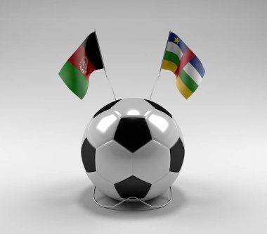 Afganistan - Orta Afrika Cumhuriyeti Futbol Bayrakları, Beyaz Arkaplan - 3D Render