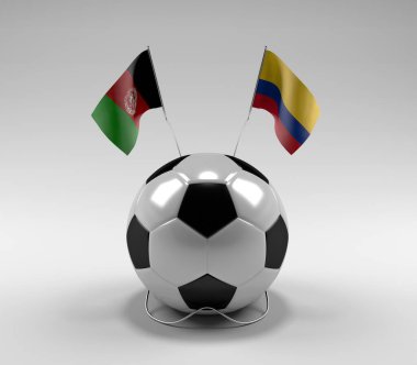 Afganistan - Kolombiya Futbol Bayrakları, Beyaz Arkaplan - 3D Render