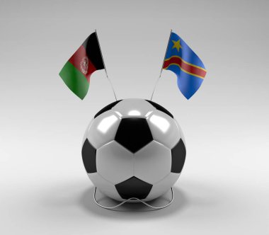 Afganistan - Kongo Demokratik Cumhuriyeti Futbol Bayrakları, Beyaz Arkaplan - 3D Render