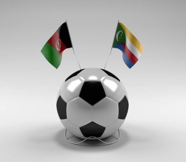 Afganistan - Komoros Futbol Bayrakları, Beyaz Arkaplan - 3D Render