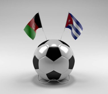 Afganistan - Küba Futbol Bayrakları, Beyaz Arkaplan - 3D Render