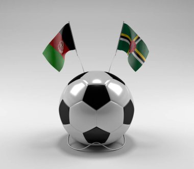 Afganistan - Dominica Futbol Bayrakları, Beyaz Arkaplan - 3D Render