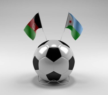 Afganistan - Cibuti Futbol Bayrakları, Beyaz Arkaplan - 3D Render