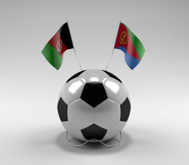 Afganistan - Eritre Futbol Bayrakları, Beyaz Arkaplan - 3D Render