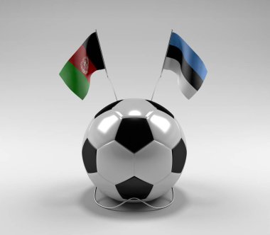 Afganistan - Estonya Futbol Bayrakları, Beyaz Arkaplan - 3D Render