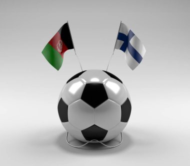 Afganistan - Finlandiya Futbol Bayrakları, Beyaz Arkaplan - 3D Yapılandırma