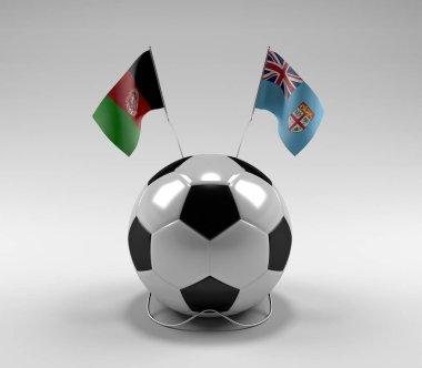 Afganistan - Fiji Futbol Bayrakları, Beyaz Arkaplan - 3D Render