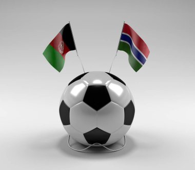 Afganistan - Gambiya Futbol Bayrakları, Beyaz Arkaplan - 3D Render