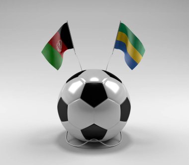 Afganistan - Gabon Futbol Bayrakları, Beyaz Arkaplan - 3D Render