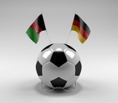 Afganistan - Almanya Futbol Bayrakları, Beyaz Arkaplan - 3D Render