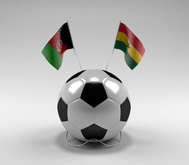 Afganistan - Gana Futbol Bayrakları, Beyaz Arkaplan - 3D Render