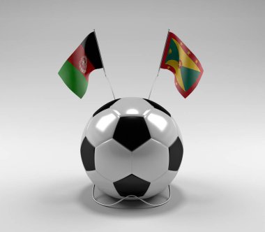 Afganistan - Grenada Futbol Bayrakları, Beyaz Arkaplan - 3D Renk