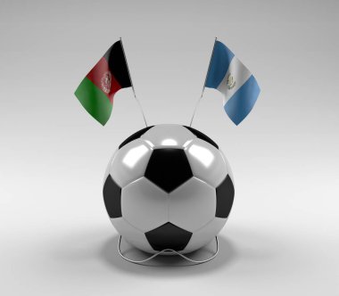 Afganistan - Guatemala Futbol Bayrakları, Beyaz Arkaplan - 3D Render