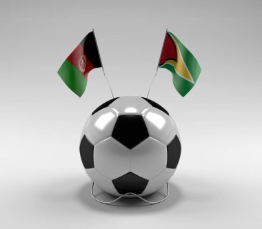 Afganistan - Guyana Futbol Bayrakları, Beyaz Arkaplan - 3D Render