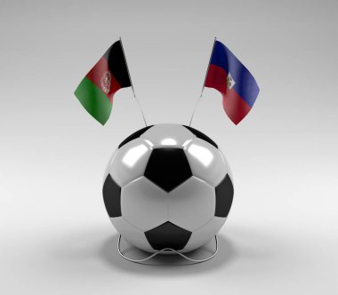 Afganistan - Haiti Futbol Bayrakları, Beyaz Arkaplan - 3D Render