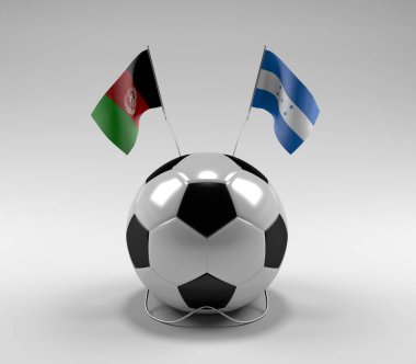 Afganistan - Honduras Futbol Bayrakları, Beyaz Arkaplan - 3D Render