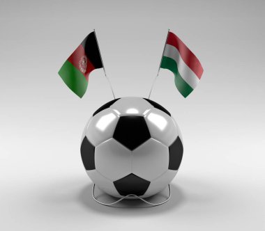 Afganistan - Macaristan Futbol Bayrakları, Beyaz Arkaplan - 3D Render