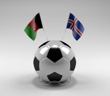 Afganistan - İzlanda Futbol Bayrakları, Beyaz Arkaplan - 3D Render