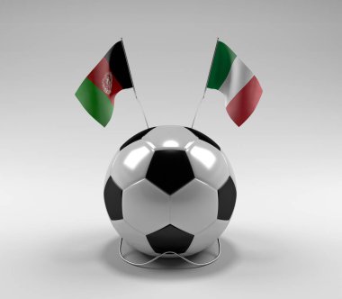 Afganistan - İtalya Futbol Bayrakları, Beyaz Arkaplan - 3D Yapılandırma